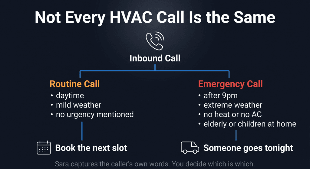 HVAC emergency dispatch vs routine scheduling, how to identify urgent calls in real time