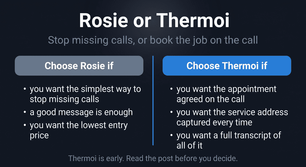 Choosing between Rosie and Thermoi for HVAC contractors, side by side